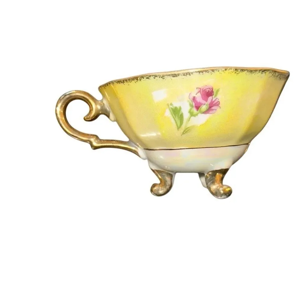 Vintage Shafford Iridescent Japan footed Teacup and Saucer Set laced Lusterware